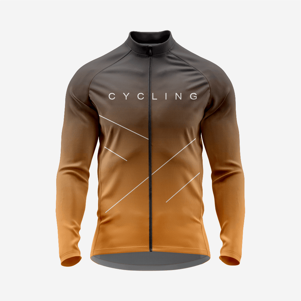 Men’s Orange Long Sleeve Cycling Jersey for Road Riders