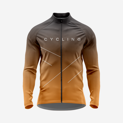 Men’s Orange Long Sleeve Cycling Jersey for Road Riders