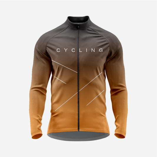 Men’s Orange Long Sleeve Cycling Jersey for Road Riders