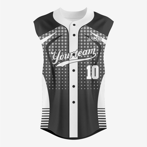 Custom Black Sleeveless Full Button Softball Jersey – Pro Fit - K2 Sportswear | Custom Sports Uniforms & Apparels - K2 Sportswear