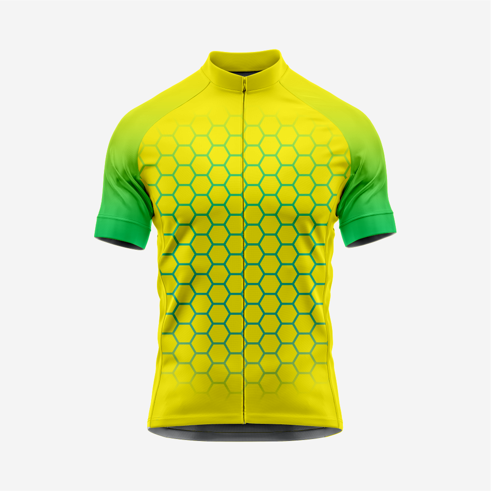 Men's Short Sleeve Cycling Jersey | Hexagon Print Performance Shirt