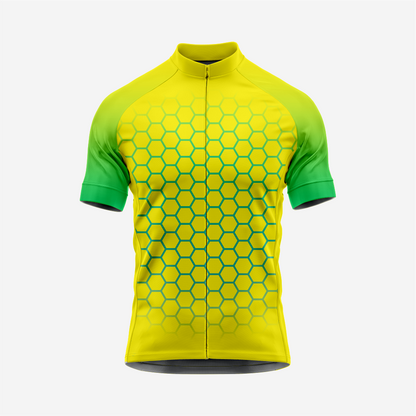 Men's Short Sleeve Cycling Jersey | Hexagon Print Performance Shirt