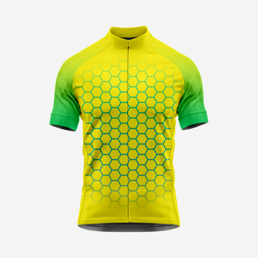 Men's Short Sleeve Cycling Jersey | Hexagon Print Performance Shirt