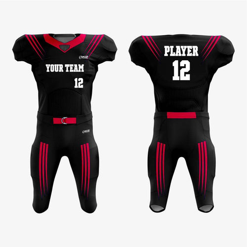 Customized American Football Kit in Black/Red - K2 Sportswear | Custom Sports Uniforms & Apparels - K2 Sportswear