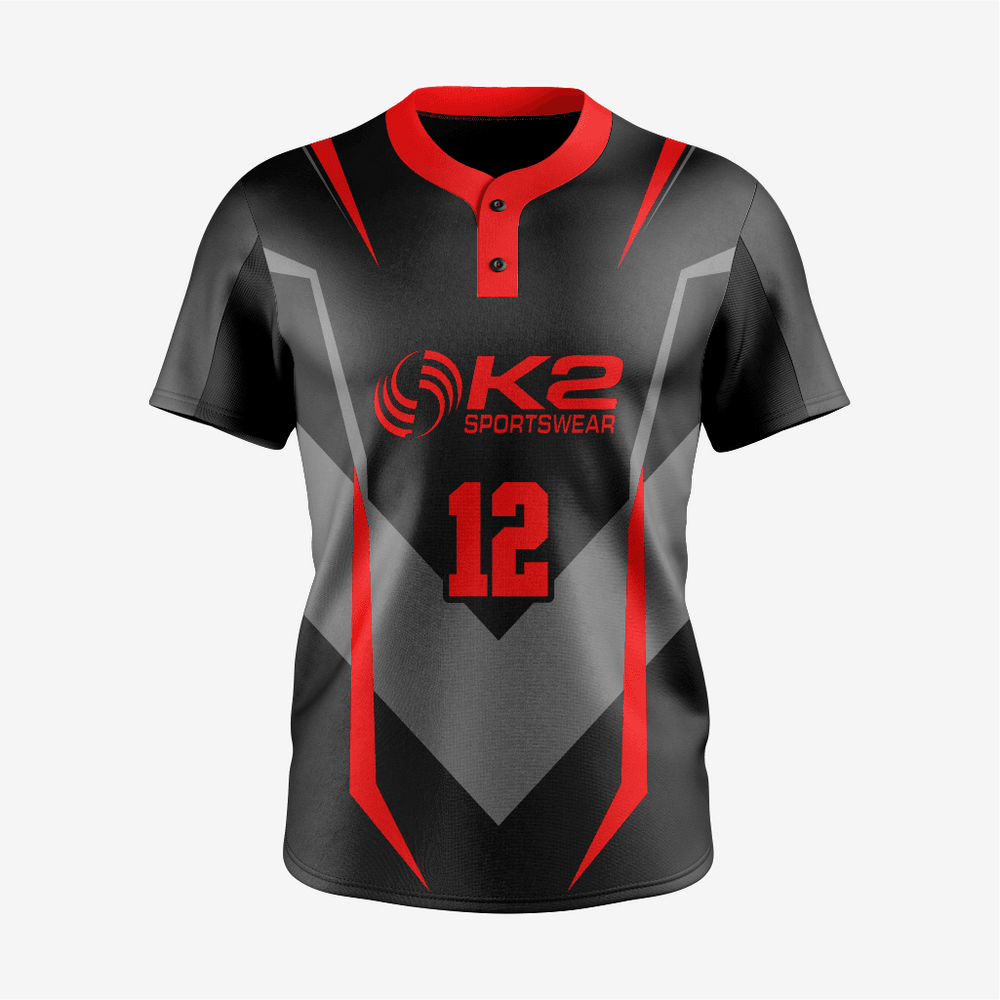 Custom Red/Black Softball 2-Button Jersey for Men/Women
