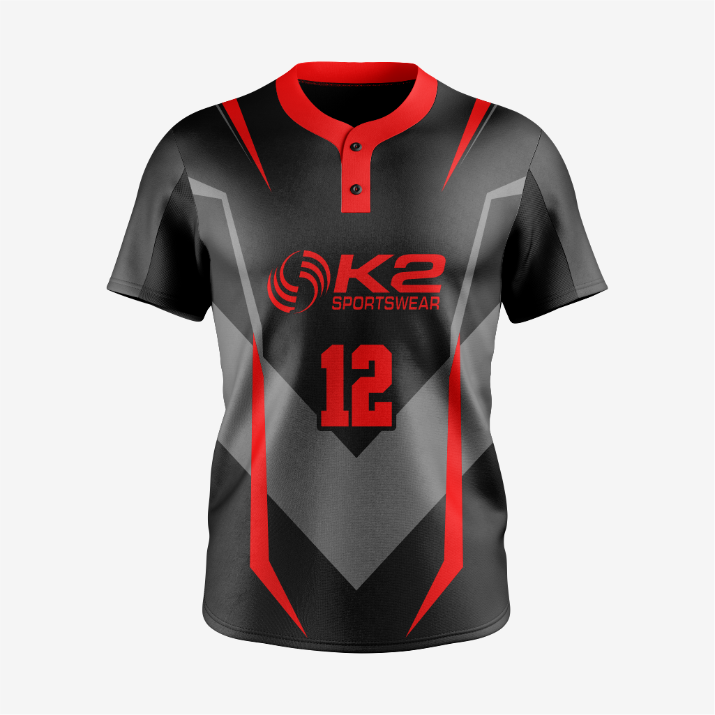 Custom Red/Black Softball 2-Button Jersey for Men/Women