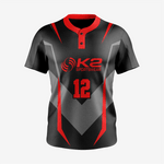 Custom Red/Black Softball 2-Button Jersey for Men/Women - K2 Sportswear | Custom Sports Uniforms & Apparels - K2 Sportswear