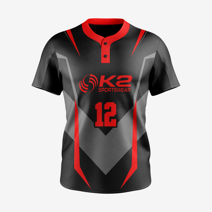 Custom Red/Black Softball 2-Button Jersey for Men/Women