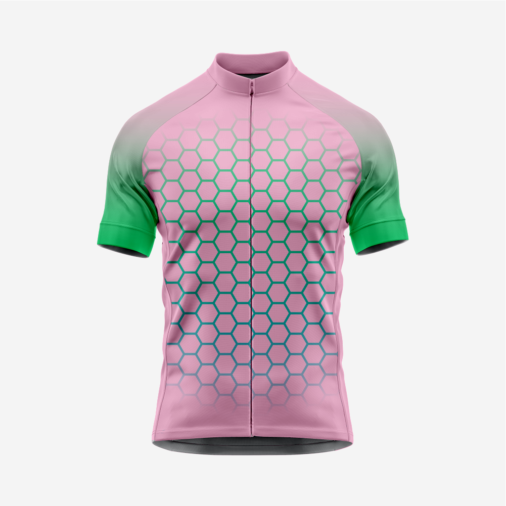 Short Sleeve Cycling Jersey Men | Hexagon Pattern Bike Shirt