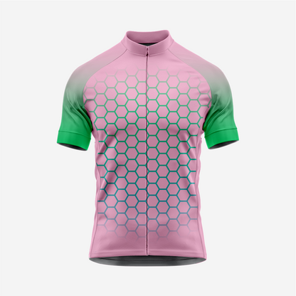 Short Sleeve Cycling Jersey Men | Hexagon Pattern Bike Shirt