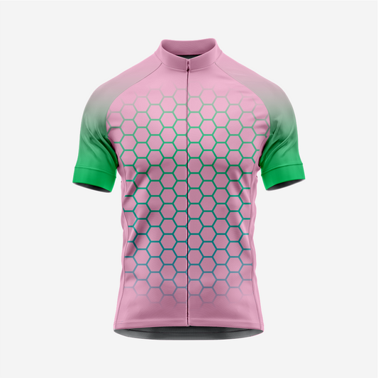 Short Sleeve Cycling Jersey Men | Hexagon Pattern Bike Shirt