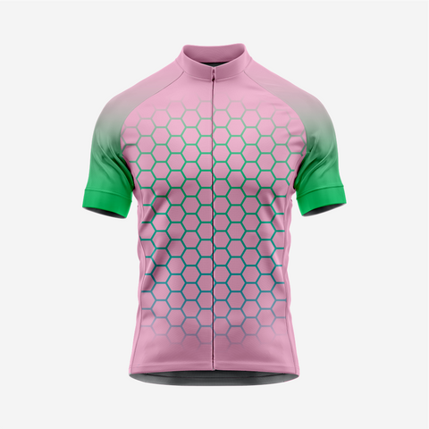 Short Sleeve Cycling Jersey Men | Hexagon Pattern Bike Shirt