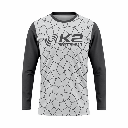 Basketball Long Sleeve Shooting Shirt in Gray and White RSBLSSS-004