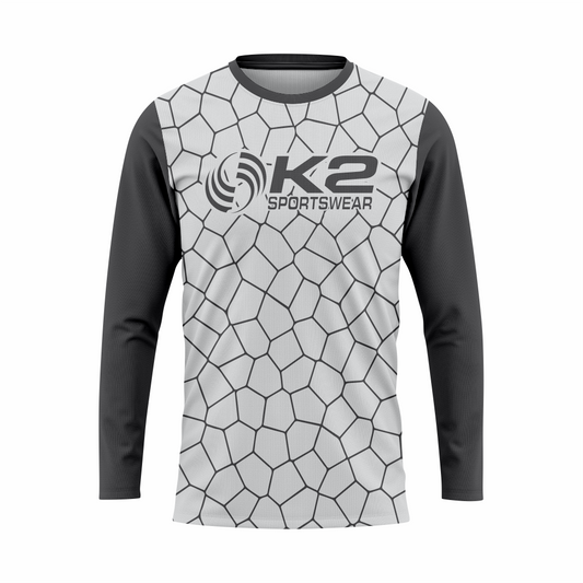 Basketball Long Sleeve Shooting Shirt in Gray and White RSBLSSS-004