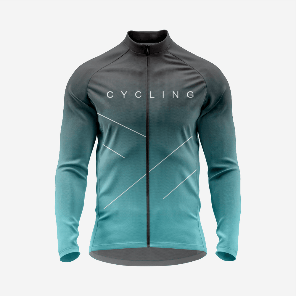 Men’s Bondi Blue Long Sleeve Cycling Jersey for Road Riders