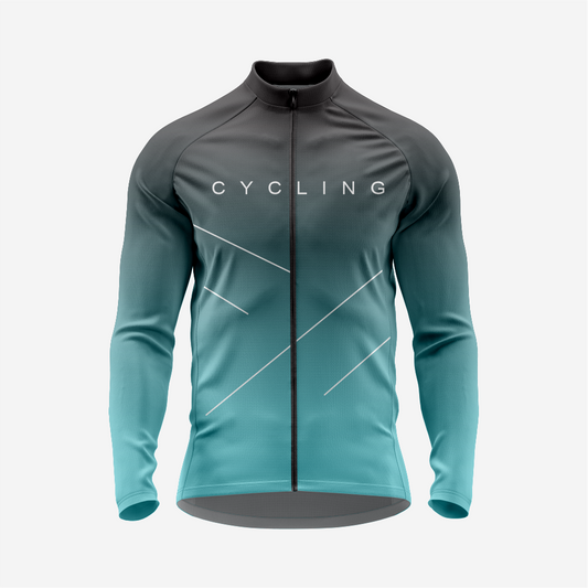 Men’s Bondi Blue Long Sleeve Cycling Jersey for Road Riders