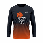 Basketball Long Sleeve Shooting Shirt in Black and Orange RSBLSSS-005 - K2 Sportswear | Custom Sports Uniforms & Apparels - K2 Sportswear