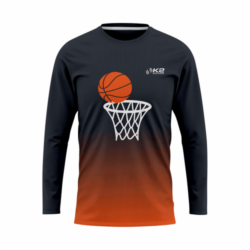 Basketball Long Sleeve Shooting Shirt in Black and Orange RSBLSSS-005 - K2 Sportswear | Custom Sports Uniforms & Apparels - K2 Sportswear