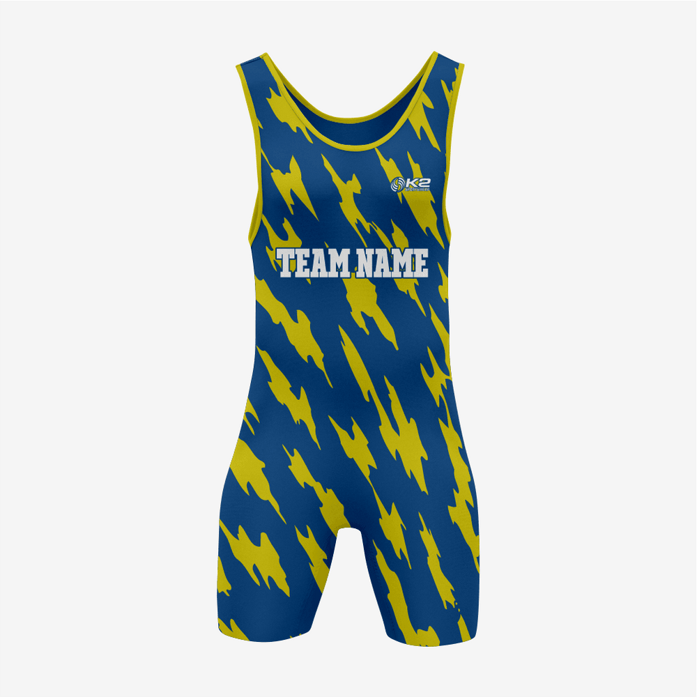 Custom Wrestling Gear – Blue/Yellow Singlet for Champions – K2 Sportswear | Custom Sports Uniforms & Apparels