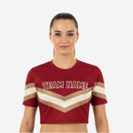 Short Sleeve Cheerleading Crop Top - Personalized Burgundy Jersey