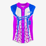Personalized Magenta/Blue Sleeveless Full Button Softball Jersey – Pro Fit - K2 Sportswear | Custom Sports Uniforms & Apparels - K2 Sportswear