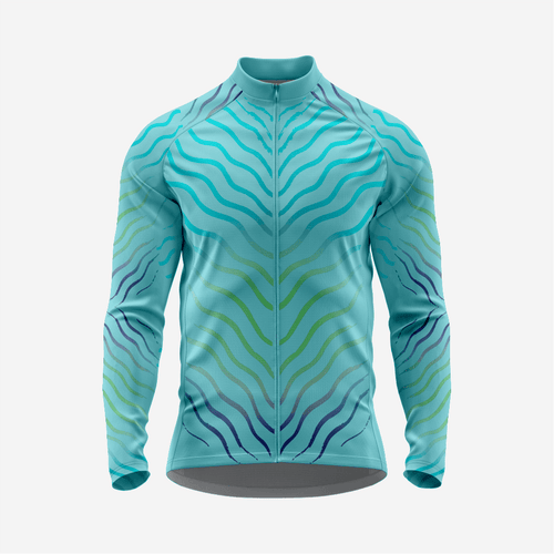 Turquoise Men’s Long Sleeve Cycling Jersey Durable Bicycle Jerseys Mens - K2 Sportswear | Custom Sports Uniforms & Apparels - K2 Sportswear