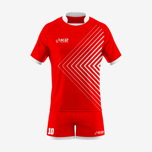 Customized Rugby Uniform Set in Red - K2 Sportswear | Custom Sports Uniforms & Apparels - K2 Sportswear
