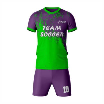 Sleek Kelly Green & Purple Soccer Uniforms for Champions