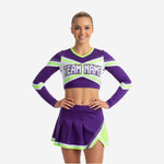 Sublimated Cheerleading Uniform Set - Long Sleeve Top & Skirt for Competition Cheer