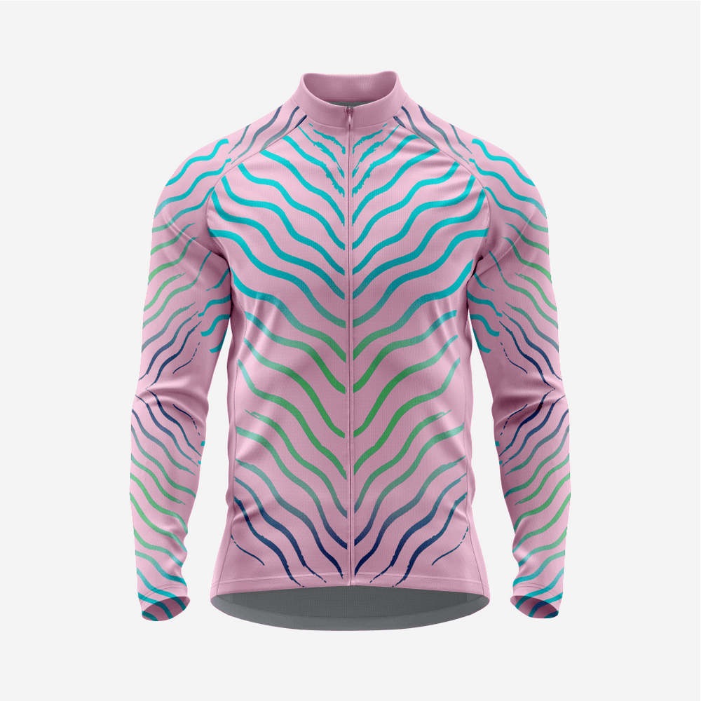 Light Pink Men’s Long Sleeve Cycling Jersey Durable Bicycle Jerseys Mens