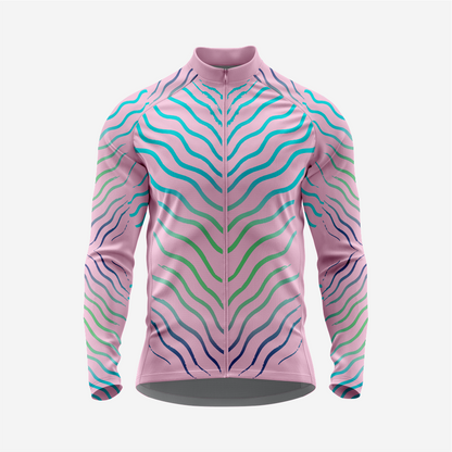 Light Pink Men’s Long Sleeve Cycling Jersey Durable Bicycle Jerseys Mens