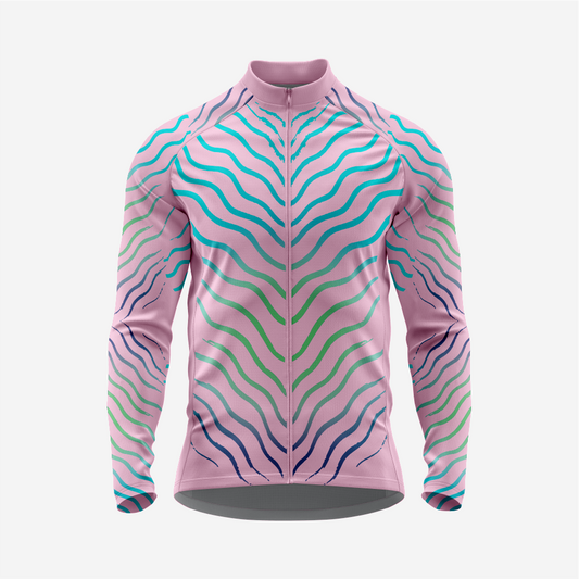Light Pink Men’s Long Sleeve Cycling Jersey Durable Bicycle Jerseys Mens