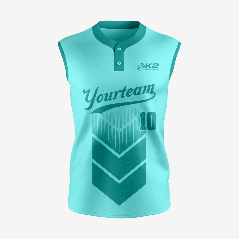 Custom 2-Button Sleeveless Softball Jersey – Turquoise for Your Team