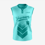 Custom 2-Button Sleeveless Softball Jersey – Turquoise for Your Team - K2 Sportswear | Custom Sports Uniforms & Apparels - K2 Sportswear