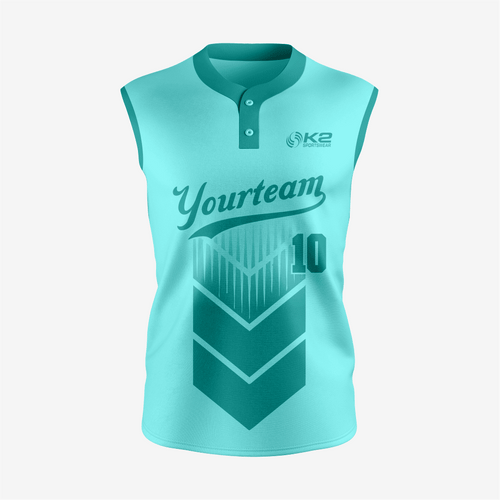 Custom 2-Button Sleeveless Softball Jersey – Turquoise for Your Team - K2 Sportswear | Custom Sports Uniforms & Apparels - K2 Sportswear