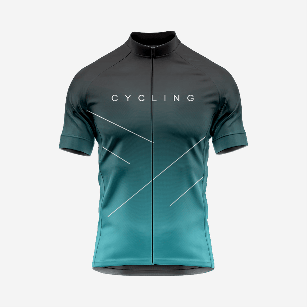 Premium Men's Cycling Short Sleeve Jersey in Cyan