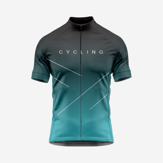 Premium Men's Cycling Short Sleeve Jersey in Cyan