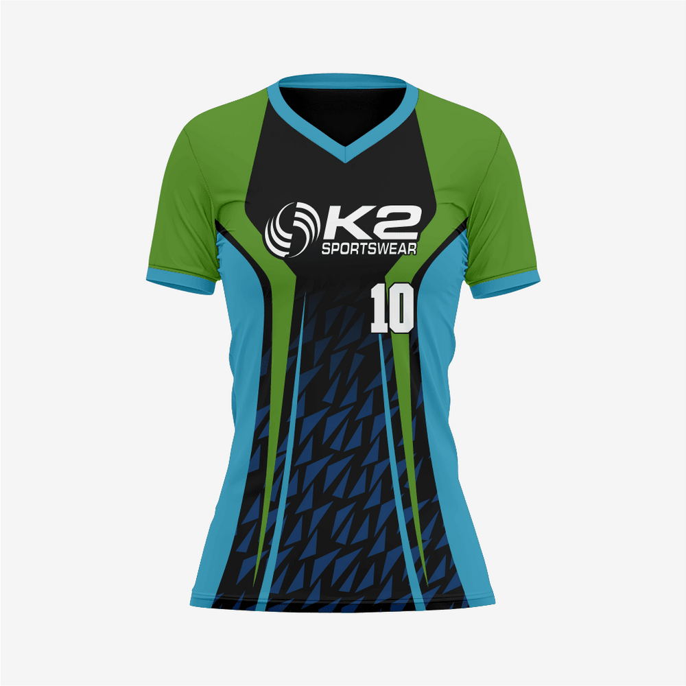 Personalisiertes Softball-V-Neck-Trikot für Herren/Damen – Grün/Blau