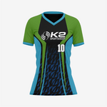 Personalized Softball V-Neck Jersey for Men/Women – Green/Blue - K2 Sportswear | Custom Sports Uniforms & Apparels - K2 Sportswear