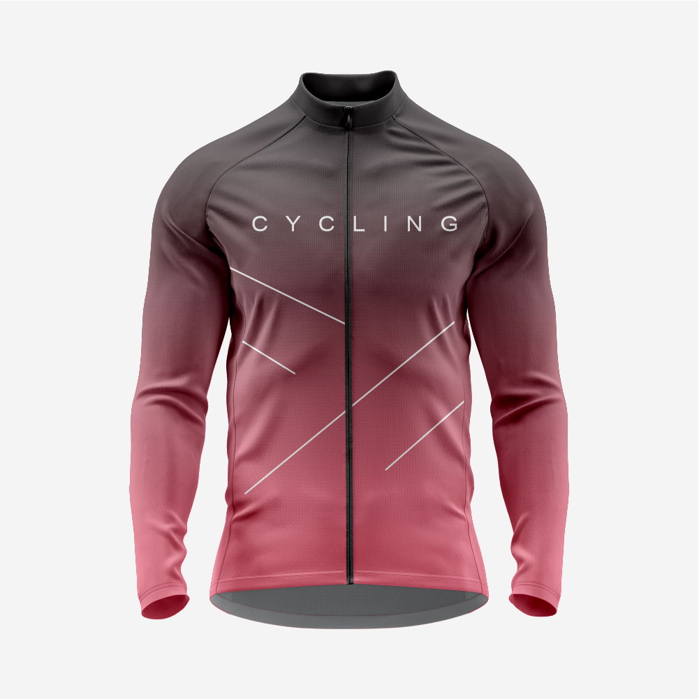 Men’s Long Sleeve Cycling Top and Bib Shorts Set - Rose Gold