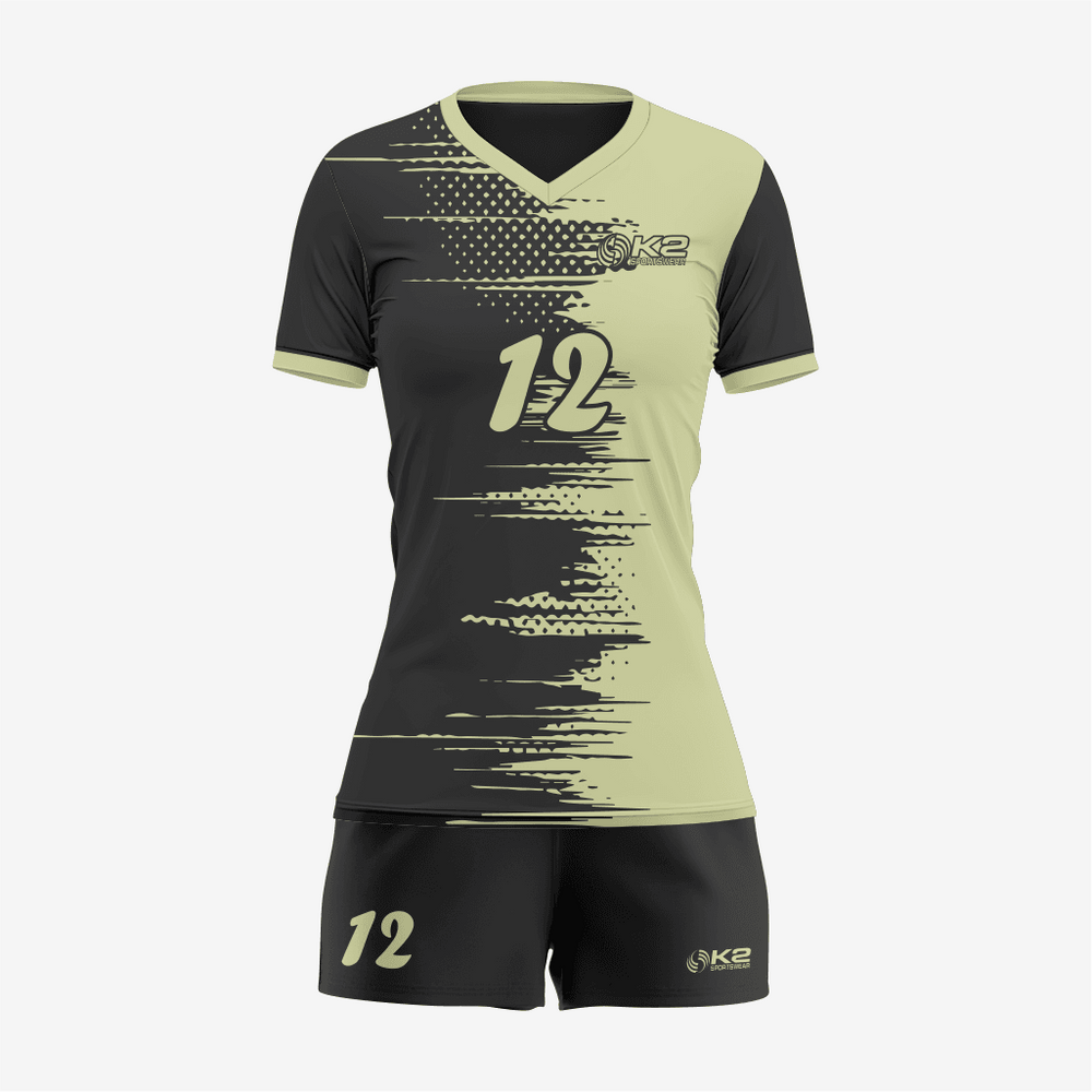 Personalized Black/Tan Volleyball Uniform Set for Athletes