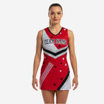 Sleeveless Cheerleading Uniform Dress - Custom Team Name & Number Red