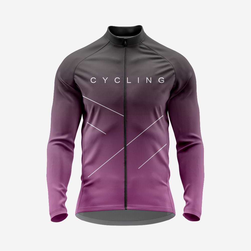 Men’s Long Sleeve Cycling Top and Bib Shorts Set - Dark Lavender