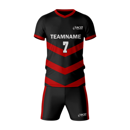 Custom Flag Football Uniform Set in Black/Red - K2 Sportswear | Custom Sports Uniforms & Apparels - K2 Sportswear