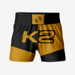 Custom Wrestling Fighting Shorts in Gold/Black - K2 Sportswear | Custom Sports Uniforms & Apparels - K2 Sportswear