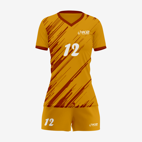 Team Ready Custom Golden Volleyball Uniform Set - K2 Sportswear | Custom Sports Uniforms & Apparels - K2 Sportswear