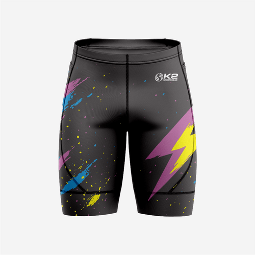 Black Mens Padded Bicycle Shorts with Breathable Compression Fabric - K2 Sportswear | Custom Sports Uniforms & Apparels - K2 Sportswear