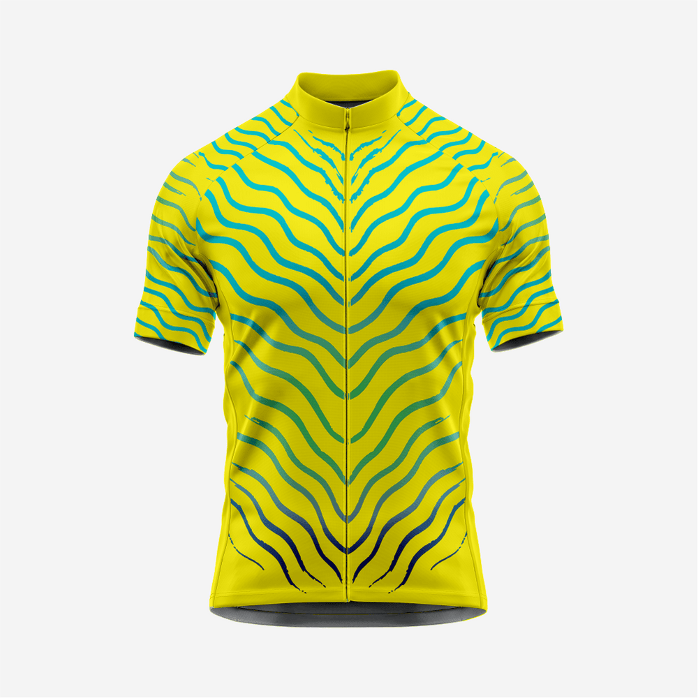 Men’s Yellow Short Sleeve Cycling Jersey for Road and Racing