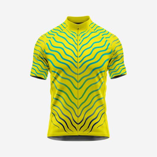 Men’s Yellow Short Sleeve Cycling Jersey for Road and Racing