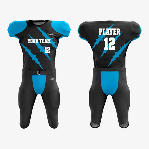 Black/Sky Blue American Football Kit for Men/Women/Youth - K2 Sportswear | Custom Sports Uniforms & Apparels - K2 Sportswear